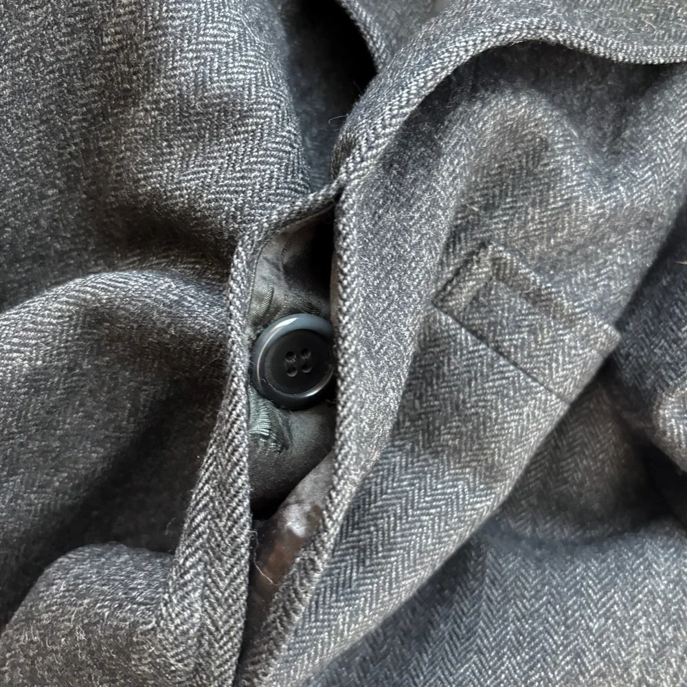 VTG‎ 60s Mens L AD Gallagher Grey Herringbone Wool Overcoat Union Made Long Coat